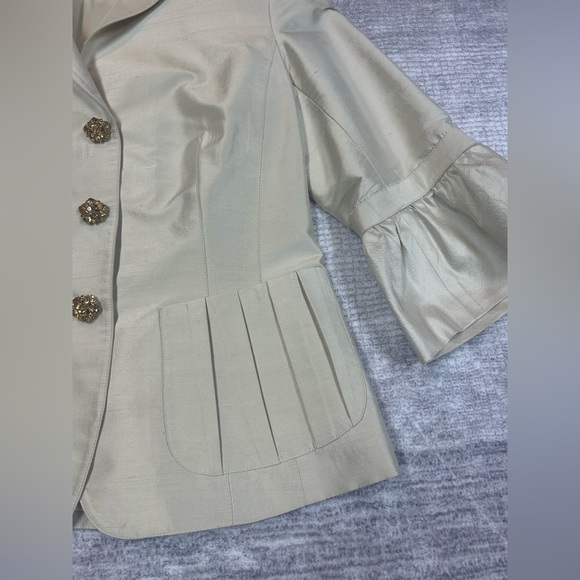 Lafayette 148 NY Womens Beige Silk
Button Up Jacket Size 6 Event Dressy - Picture 6 of 12